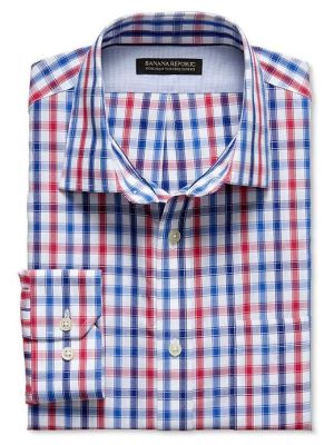 Tailored Slim-Fit Non-Iron Multi-Plaid Shirt