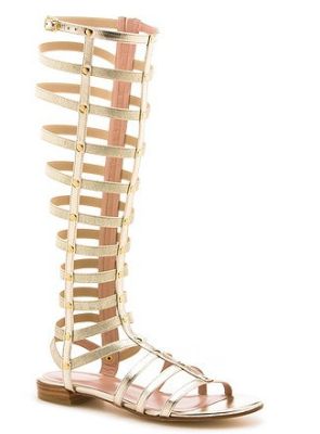 Tall Gladiator Sandal in Metallic Gold