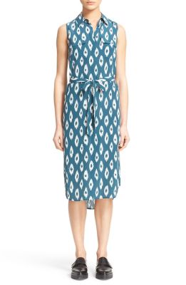 'Tegan' Ikat Print Silk Shirtdress