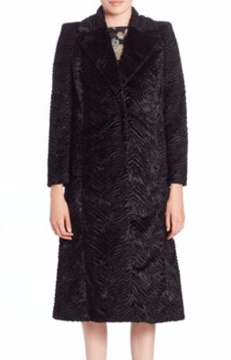 Textured Faux Fur Coat with Removable Fur Collar