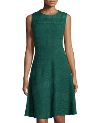 Textured Fit-and-Flare Sleeveless Dress