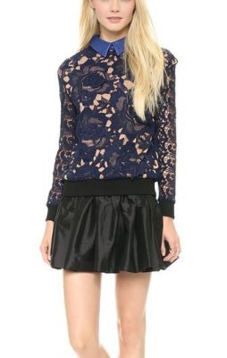 Textured Lace Sweatshirt Top