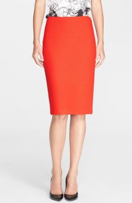 Textured Twill Pencil Skirt