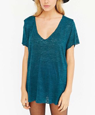 Textured-Knit V-Neck Tee