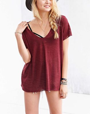 Textured-Knit V-Neck Tee