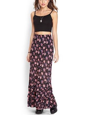 Tiered Floral Maxi Skirt