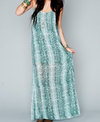T-Rex Dress in Turquoise Python