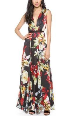 Triss Leather Trim Maxi Dress