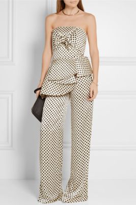 Truman strapless polka-dot silk-charmeuse top