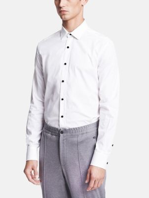 Tuxedo Shirt with Glass Button Details