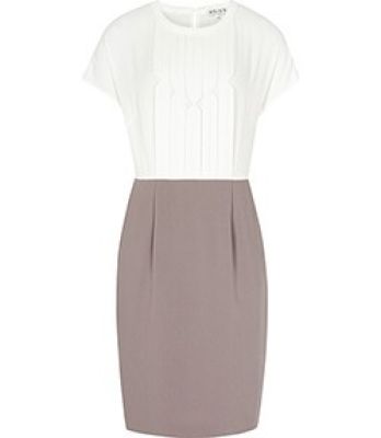 Valentin Smoky Bronze/Ivory Pleat Front Dress