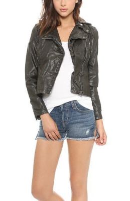 Vegan Leather Hooded Moto Jacket