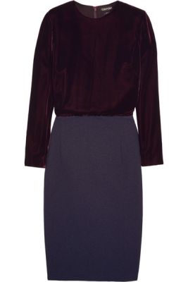 Velvet and stretch-crepe dress