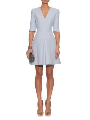 V-neck wool and silk-blend dress