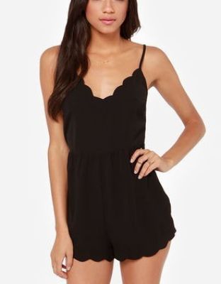 Walk This Wave Scalloped Black Romper