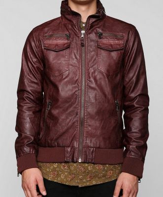 Washed Faux-Leather Jacket