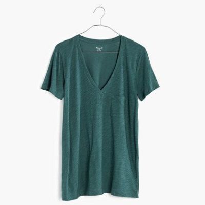 whisper cotton v-neck pocket tee