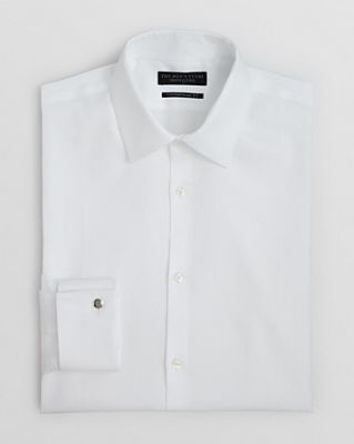 White Herringbone French Cuff Dress Shirt