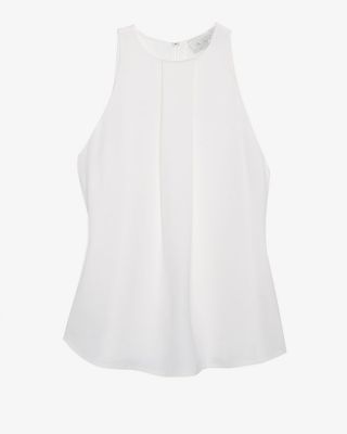white sheer top with front pleats