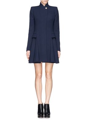 Wool Crepe Flare Coat