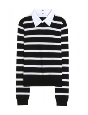 Wool Sweater with Cotton Collar