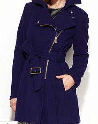 Wool-Blend Asymmetrical Belted