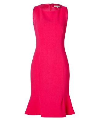 Wool-Crepe Sheath Dress in Azalea