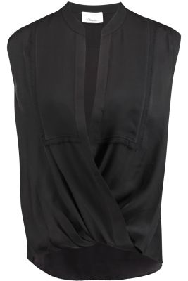 Wrap-effect draped silk-chiffon blouse