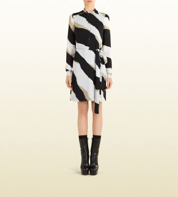 Zebra Print Silk Georgette Shirt Dress