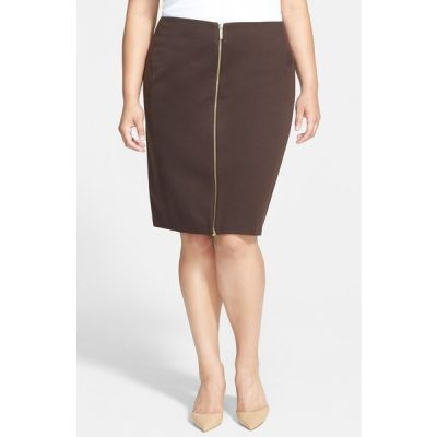Zip Front Ponte Skirt