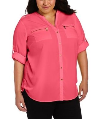 Zip Roll Sleeve Top