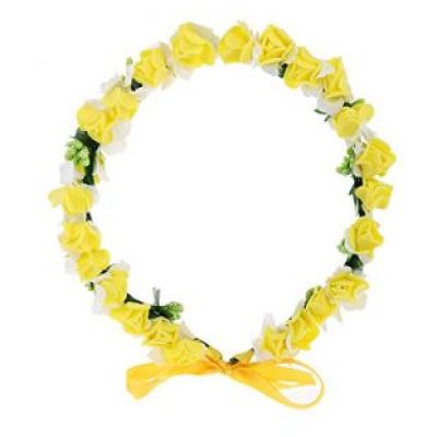 Cfrmall - Flower Wreath Headband Floral Crown Garland Halo for Wedding Festivals (Yellow)
