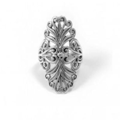 Boutique Nirvana - Long Aged Silver Openwork Ring