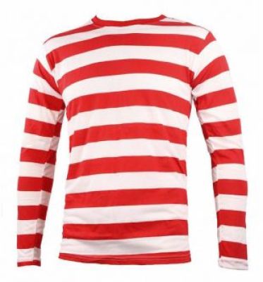 Long-Sleeved Red & White Striped T-Shirt for Men