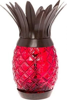GreenLighting - Solar Powered Pineapple Jar Light - Decorative LED Glass Table Light (Red)