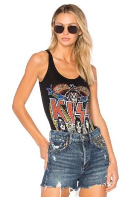 MadeWorn - Kiss 1979 Sequin Bodysuit in Black