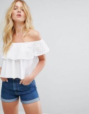 Pull & Bear - Off Shoulder Top with Ruffle