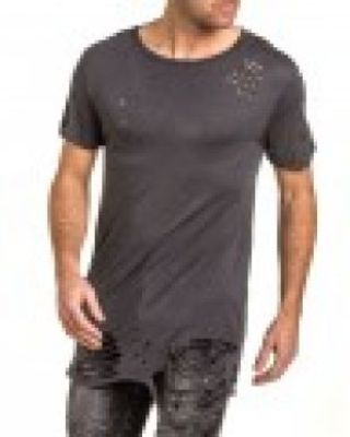 Sixth June - Oversized Distressed Speckled Dark Gray T-Shirt