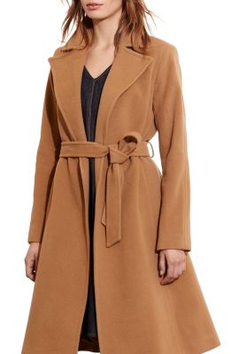 Wool Blend Wrap Coat