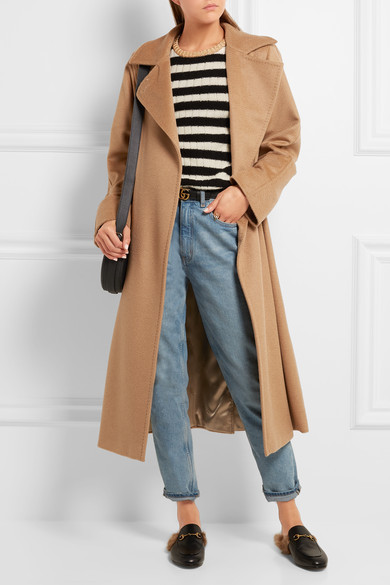 Belted camel hair coat