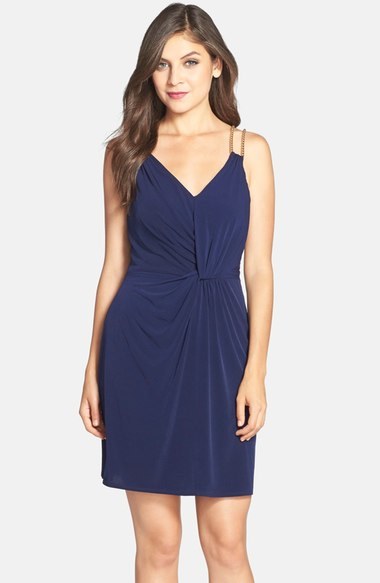 Chain Strap Jersey Sheath Dress