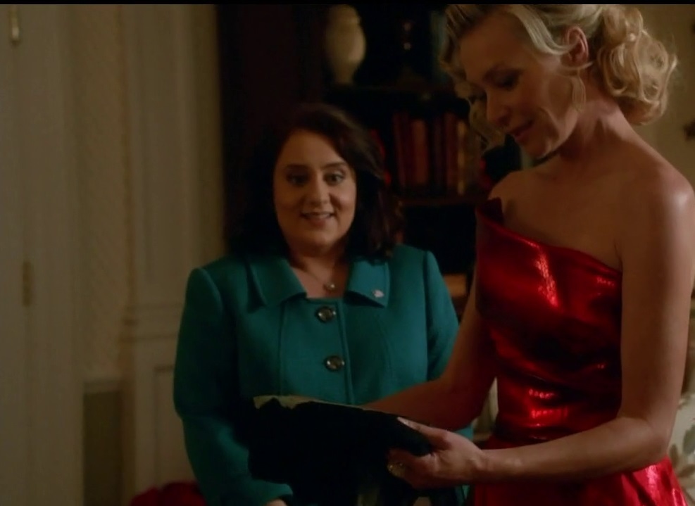 Elizabeth North's Fall 2015 Strapless Silk Python Gown on Scandal