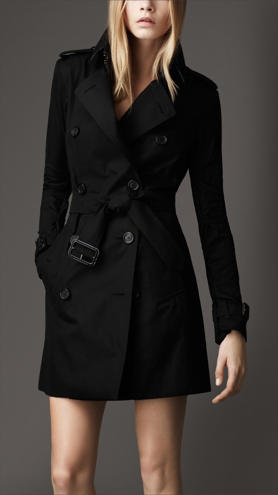 Mid Length Cotton Gabardine Trench Coat