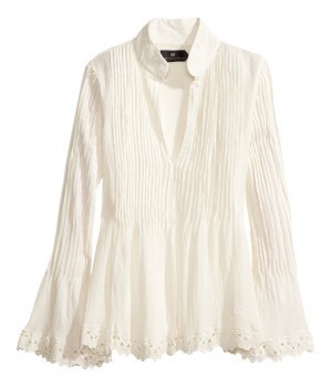 Pintucked Embroidered Blouse