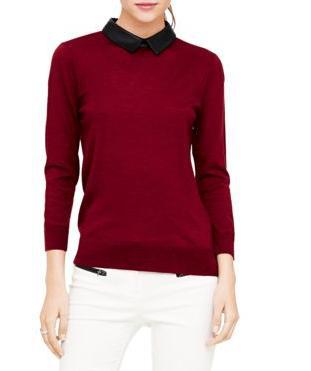 Riley Leather Collar Sweater
