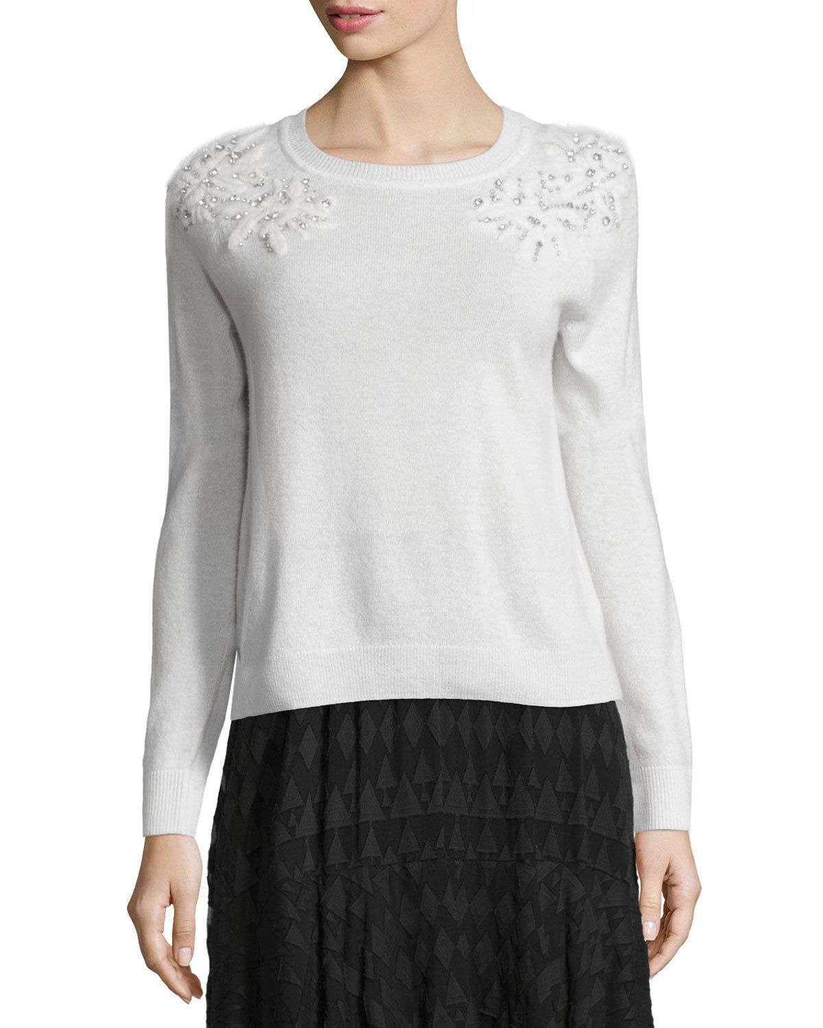 Snow Crystal Pullover Sweater, White