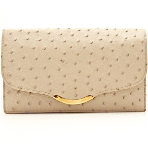 Vintage Beige Ostrich Clutch