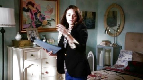 April Carver's Blazer with Gathered Shoulders on Chasing Life