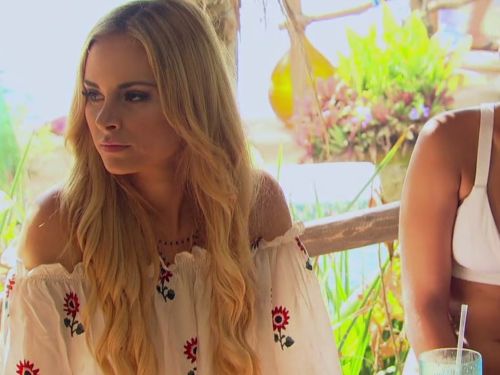 Amanda Stanton's Off-The-Shoulder Floral Embroidered Top on Bachelor in Paradise