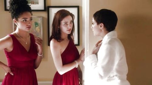 Beth Kingston's Jessie Bridesmaid Dress in Berry Bouquet on Chasing Life